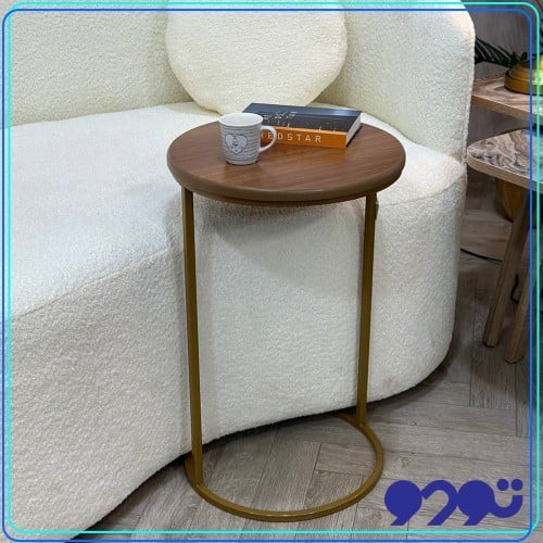 طاولات خدمه ذهبي سطح خشب بني
