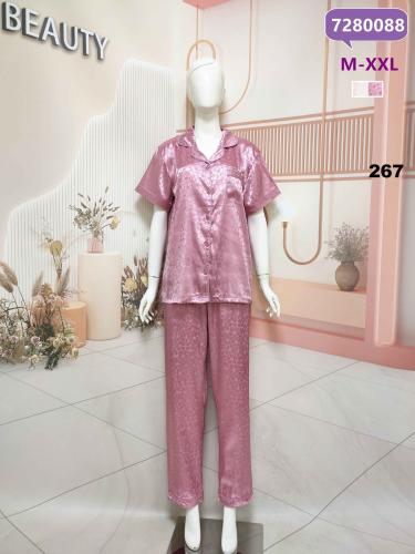 بجامة ستان بأزرار نصف كم 7280088