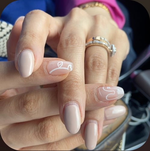 Extension nails White One line Art 005