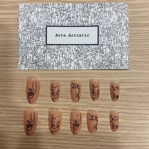 Extension nails Nude One line Art 004