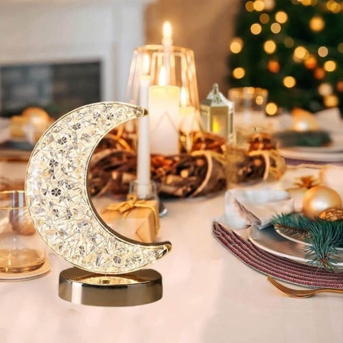 أبجورة إضاءة كريستالية بشكل القمر بثلاث ألوان