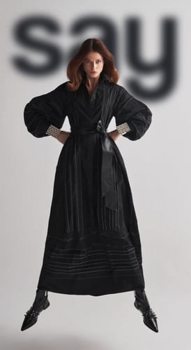 SAY فستان بستايل قميص مكسي تفته