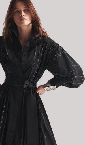 SAY فستان بستايل قميص مكسي تفته