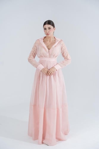 ُطارق ايديز فستان مارسيلو اورقنزا حرير مطرز "وردي"