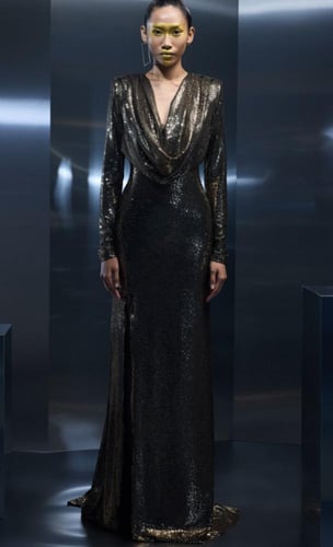 فستان سيلين سيكونز كامل ذهبي