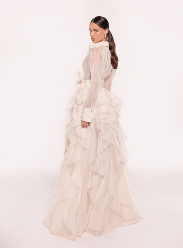 طارق ايديز فستان من الاوروقنزا الحرير بكرستال على...