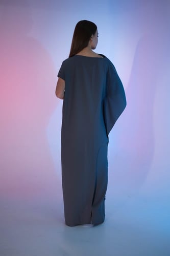 C.DAM طقم بنطلون بثنيات طولية و توب متدلي "رمادي"