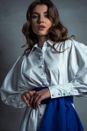 فستان قطن 100٪ بحزام تفته