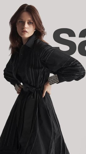 SAY فستان بستايل قميص مكسي تفته