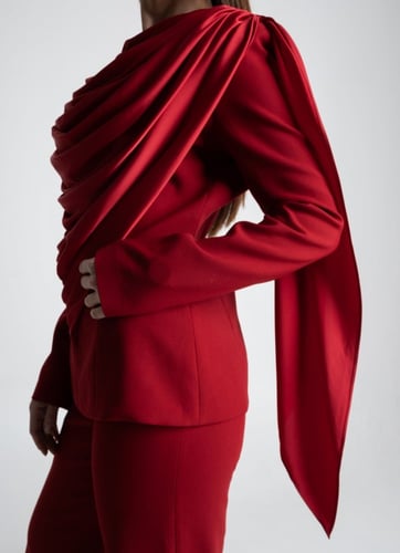 MLTZ طقم كريب بقطعة حرير جانبية "لونين"