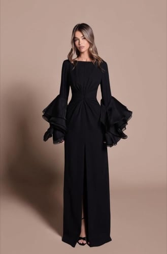 طارق ايديز فستان كاميليا بأكمام رافلز "لونين"