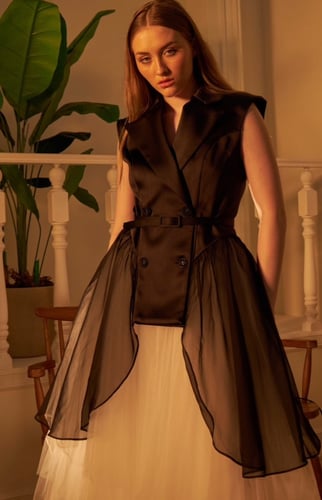 DIR بلايزر كت يثنيات شيفون جانبية