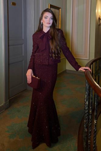 طقم تويد برغندي بربطة عنق