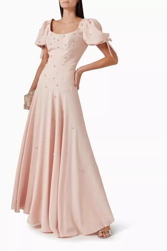 طارق ايديز فستان لونا كريب مرصع بالكريستال