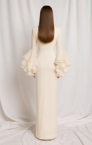 طارق ايديز فستان كاميليا بأكمام رافلز "لونين"