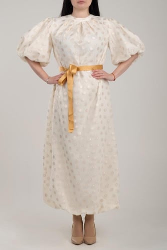 فستان اورقنزا بولكا ذهبي