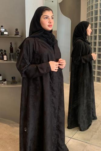 Black floral abaya