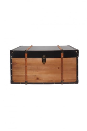 طقم صناديق خشبي مطعم بالجلد الاسود