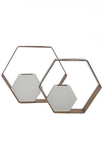 فازه معدن ابيض بإطار ذهبي