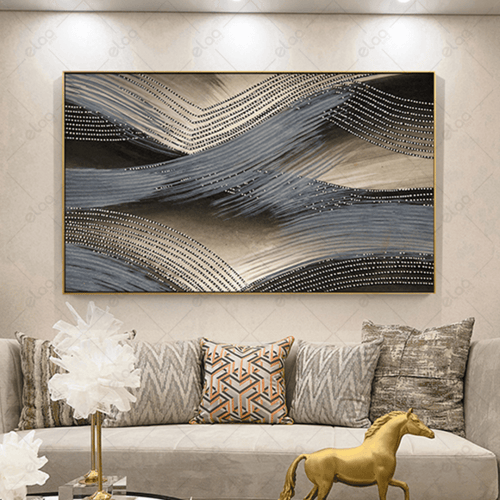 لوحة فن تجريدي بدرجات الرمادي والبيج