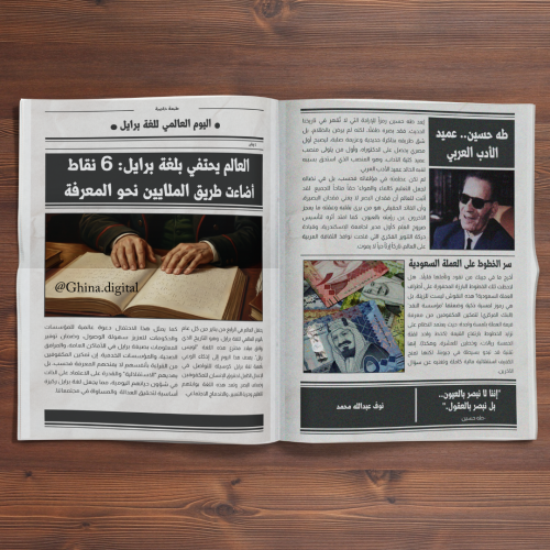 تصميم جريدة اليوم العالمي للغة برايل- ٤ صفحات A3