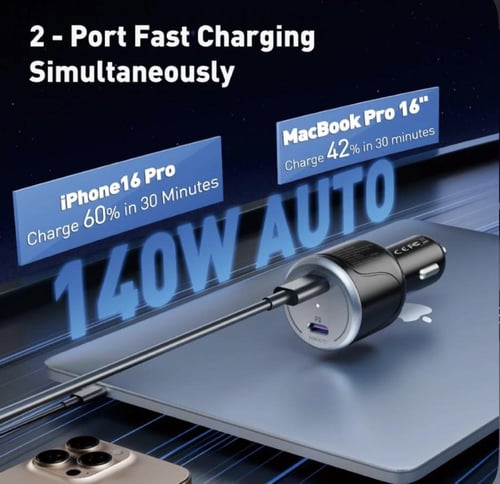 فيش سيارة مدخلين تايب سي 140 واط من Joda