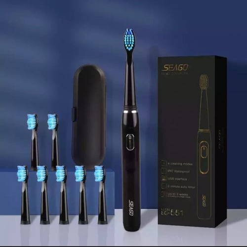 عرض توفيري فرشاة اسنان كهربائية مع 8 روؤس ومحفظة ف...