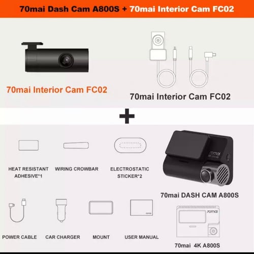 داش كام من شاومي احدث اصدار امامي 4K + داخلي GPS ر...