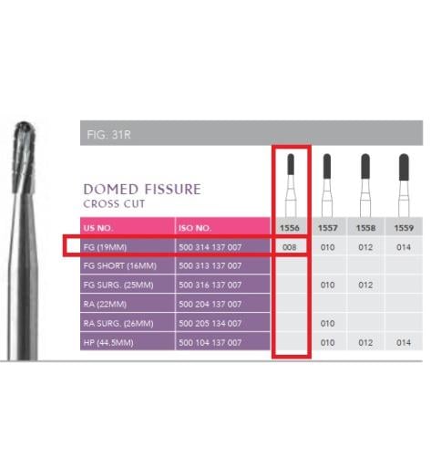 FG CARBIDE BUR SWORD ISO:137/007- (pack of 5 ) - F...