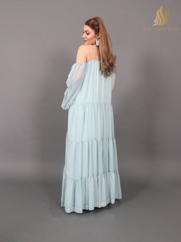 فستان سماوي شيفون