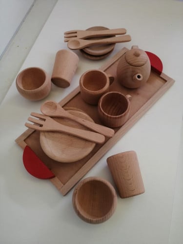 حفلة الشاي - طقم خشبي طبيعي