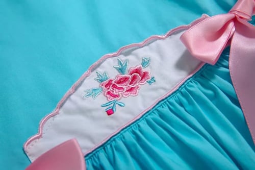 فستان بناتي أزرق بدون أكمام - طوق