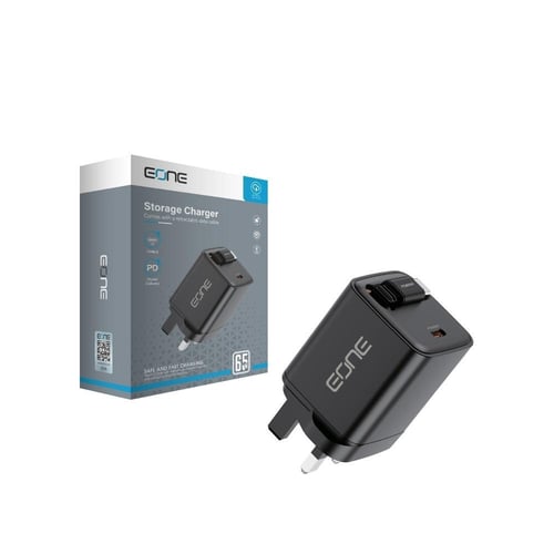 شاحن جداري بقوة 65 واط وسلك قابل للسحب