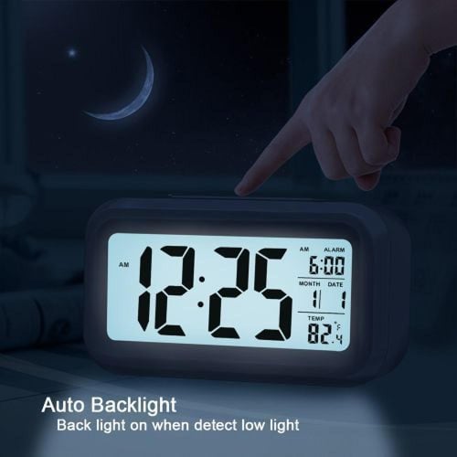 ساعة منبه رقمية باضاءة خلفية باضاءة خلفية وكتم صوت...