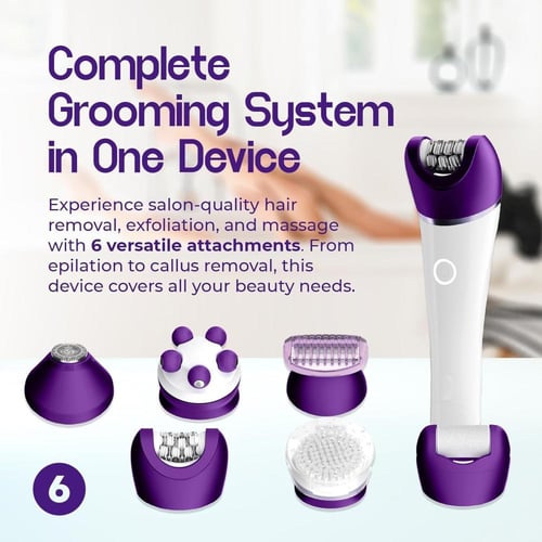 جهاز ازالة الشعر 6 في 1 الكهربائي الرطب و الجاف مع...