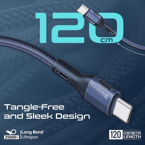 كيبل USB-C قوي ومتين يوفر شحن سريع بقوة 60 واط، يأ...