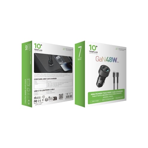 شاحن سيارة شحن سريع ومنفذ مزدوج مع كيبل قماشي متين