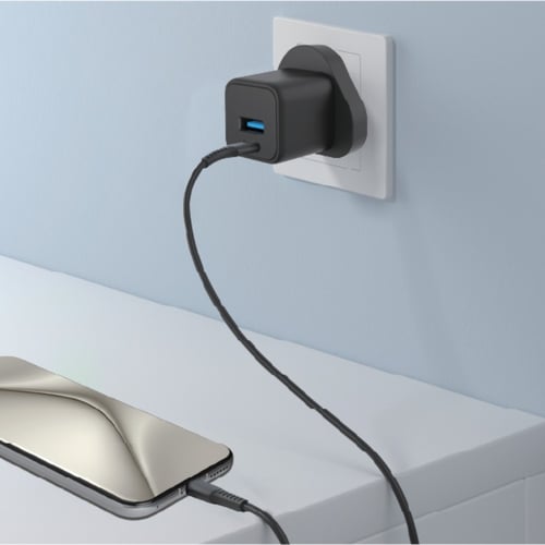 فيش جداري مزدوج للشحن السريع بقوة 20 واط مع منفذين...