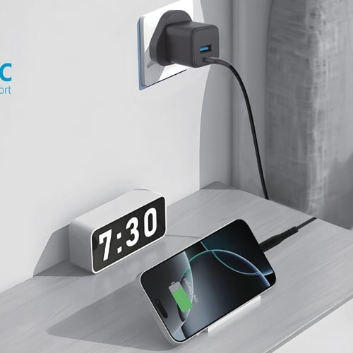 شاحن جداري بقوة 20 واط شحن سريع ومنفذ مزدوج