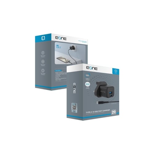 فيش جداري مزدوج للشحن السريع بقوة 20 واط مع منفذين...