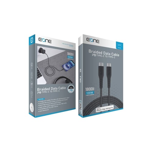 كيبل مجدول بيانات تايب سي إلى تايب سي بقوة 100 واط