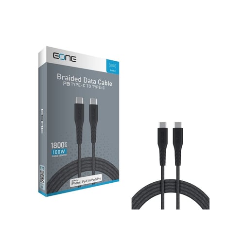 كيبل مجدول بيانات تايب سي إلى تايب سي بقوة 100 واط