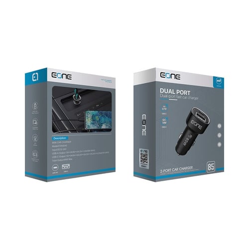 شاحن سيارة ثنائي المنافذ بقوة 85 واط