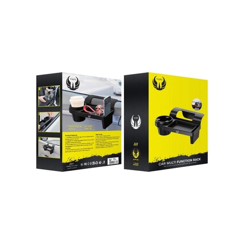 رف السيارة المتكامل لتنظيم الأكواب والأغراض وتثبيت...