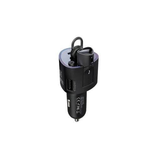 شاحن سيارة ذكي بمنافذ مزدوجة وسماعة أذن لاسلكية