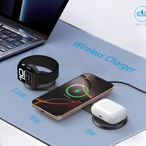 شاحن اللاسلكي 3 في 1 شحن مغناطيسي سريع وقابل للطي...