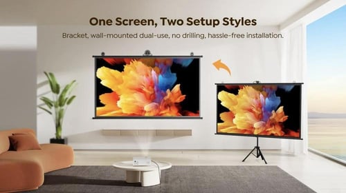 شاشة عرض 2 في 1 للبروجكتر مع حامل استانلس استيل بح...