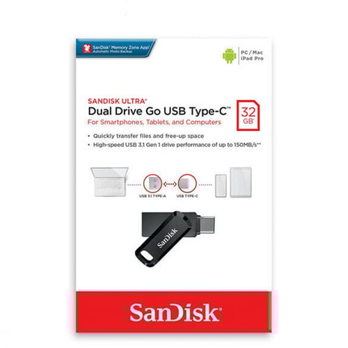 سانديسك - فلاشة كمبيوتر + تايب سي مساحة تخزين متعد...