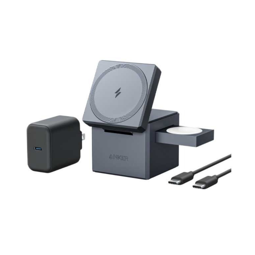 انكر - شاحن ماج سيف 3 في 1 - رمادي