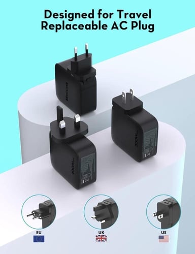 شاحن متعدد للسفر راف باور بقوة 200 واط بمنفذ يو اس...